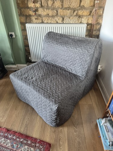 Grey folding single chair bed - folding,