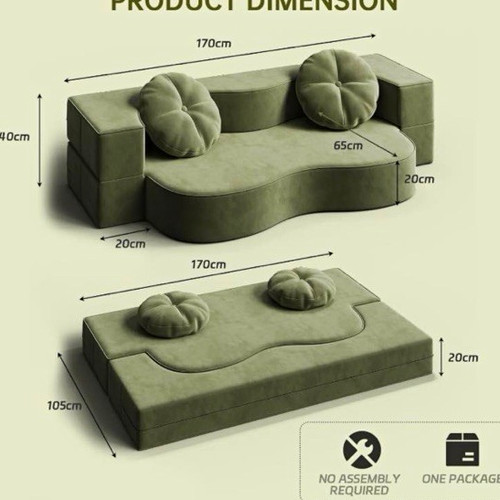 Green folding foam sofa bed - green,