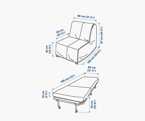 Grey convertible single futon - grey,